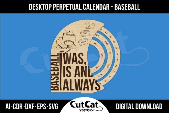 Desktop Perpetual Calendar Baseball SVG