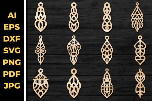 Earrings Jewelry Laser Cut Svg Bundle 64