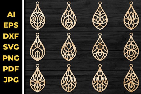 Earrings Jewelry Laser Cut Svg Bundle 74