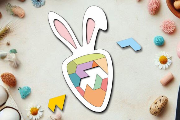 Easter Puzzle Bunny Carrot SVG for Kids & Families