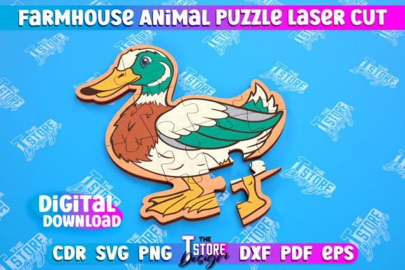 Farmhouse Puzzle Duck Shape Puzzle CNC: A Versatile Design for Laser Cutting Enthusiasts