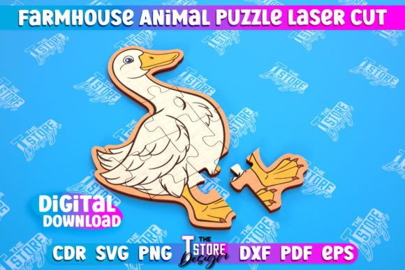 Farmhouse Puzzle Goose Shape Puzzle for Creative Laser Projects