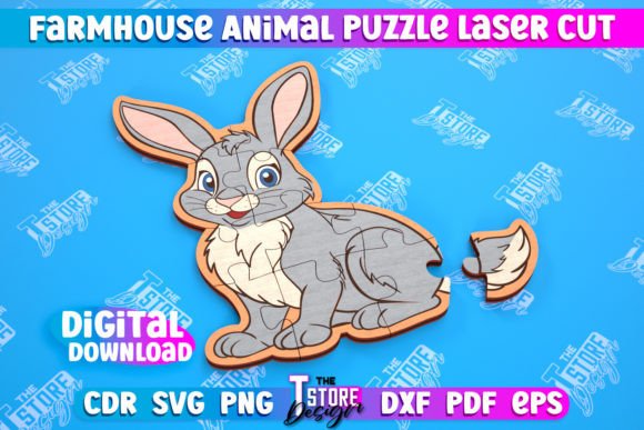 Farmhouse Puzzle Hare Shape Puzzle – A Versatile Wooden Design for Laser Cutting Enthusiasts