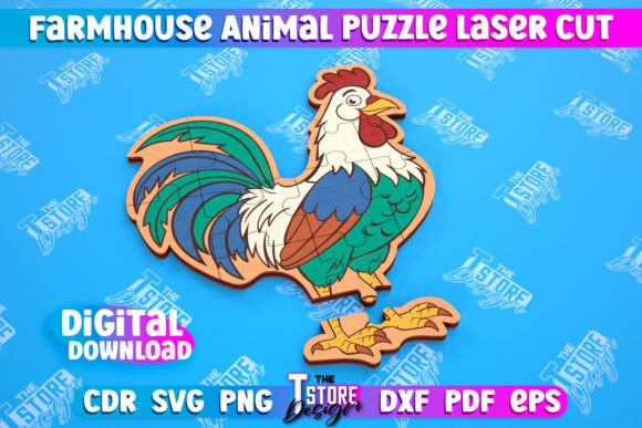 Farmhouse Puzzle Rooster Shape Puzzle: A Creative Woodworking Project for Laser Enthusiasts