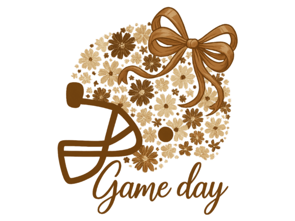 Floral Football Helmet Game Day PNG Art