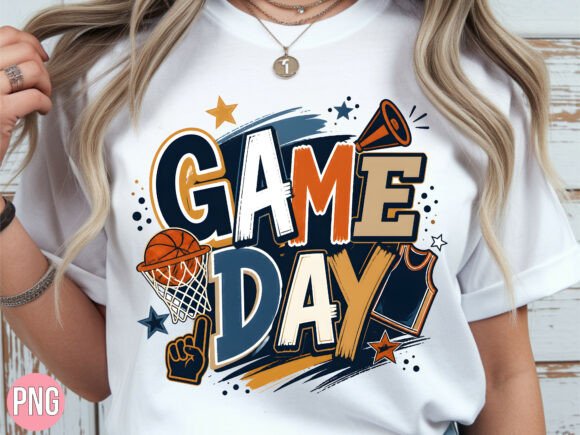 Game Day Basketball Retro PNG Shirt Design