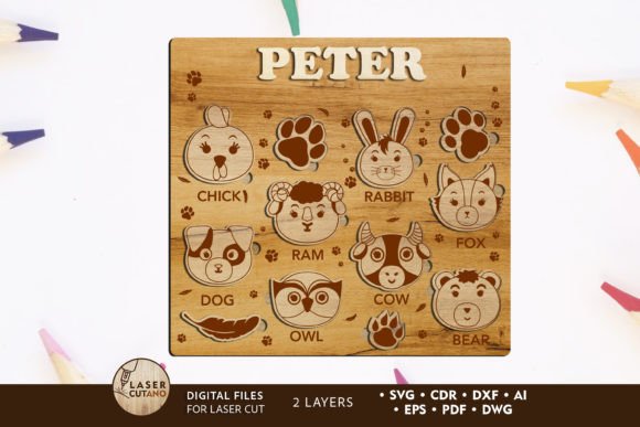 Kids Puzzle Laser Cut Layered Template