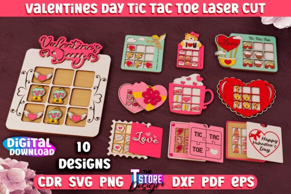 Valentine's Day Tic Tac Toe Bundle CNC: Creative Laser Cutting Projects for a Romantic Touch