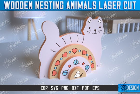 Wooden Nesting Cat Rainbow CNC File: A Practical Resource for Laser Cutting Enthusiasts