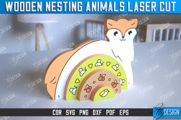 Wooden Nesting Fox Rainbow CNC File