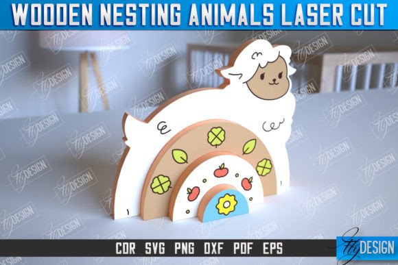 Wooden Nesting Sheep Rainbow CNC for Laser Cutting Projects